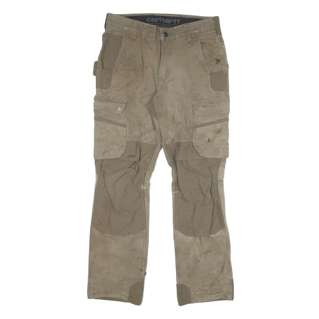 CARHARTT Mens Cotton Blend Beige Regular Fit Straight Trousers W31 L30 Workwear