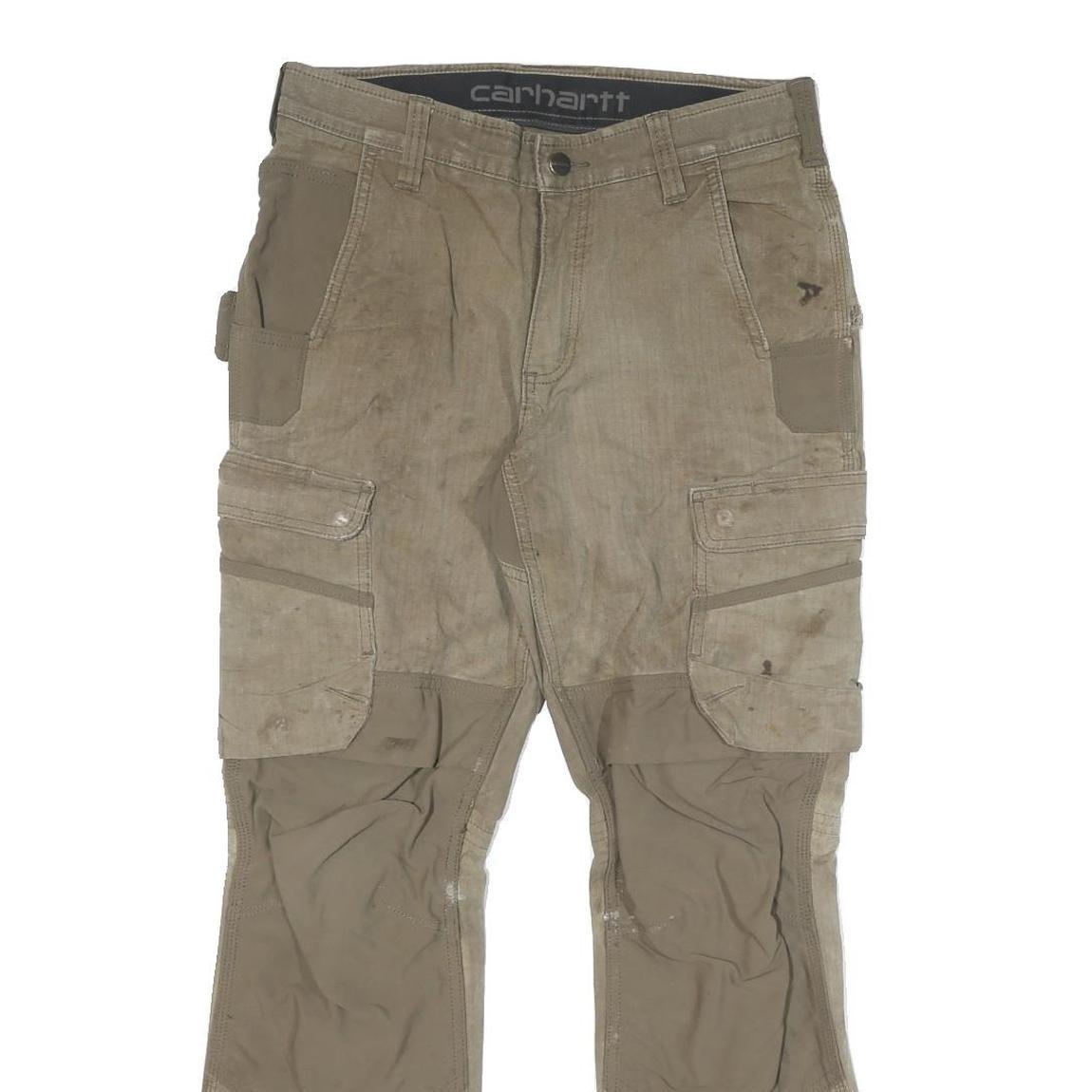 CARHARTT Mens Cotton Blend Beige Regular Fit Straight Trousers W31 L30 Workwear