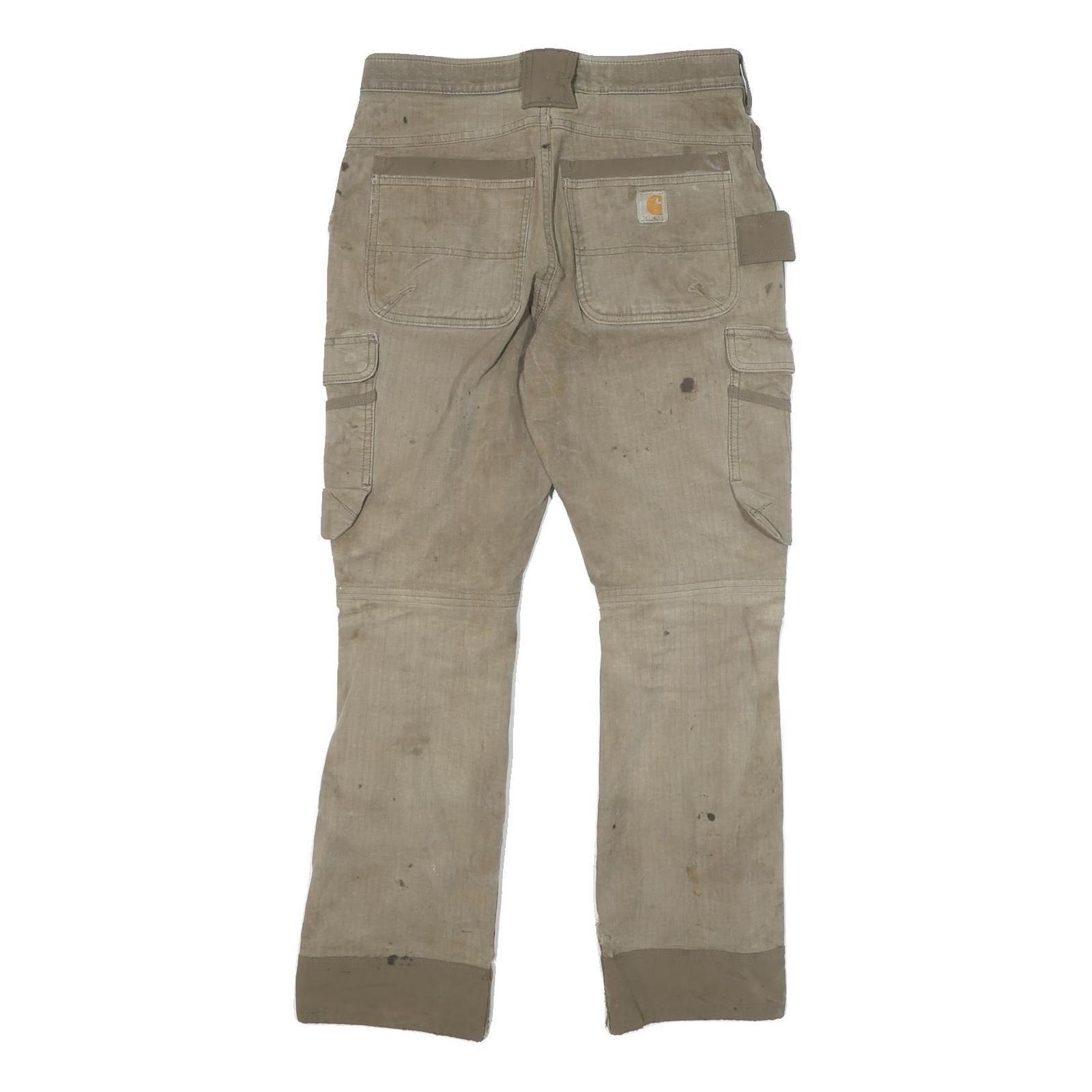 CARHARTT Mens Cotton Blend Beige Regular Fit Straight Trousers W31 L30 Workwear