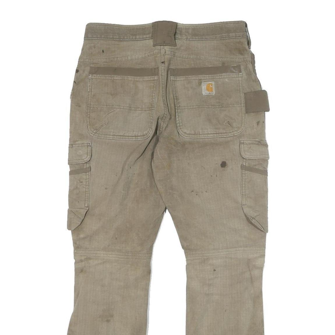 CARHARTT Mens Cotton Blend Beige Regular Fit Straight Trousers W31 L30 Workwear