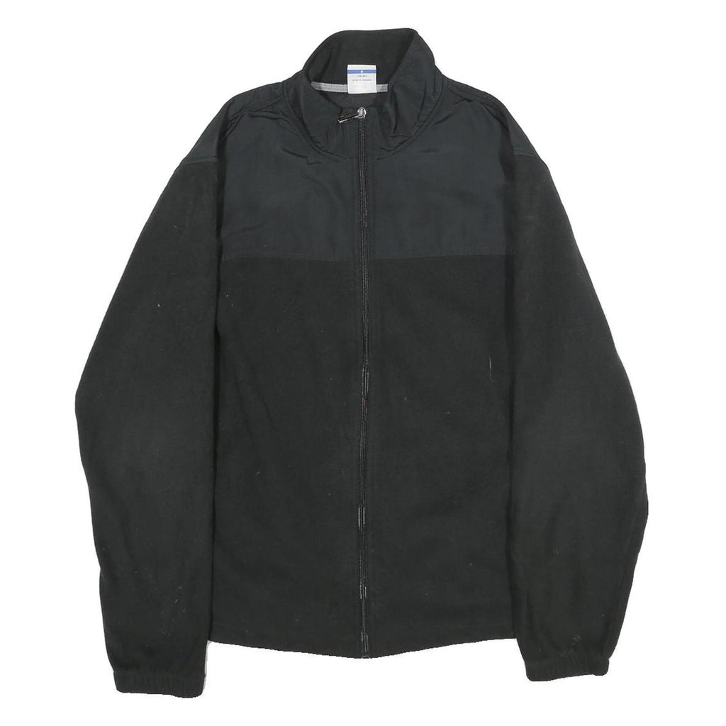 STARTER Mens Black & Black Fleece Jacket M Polyester Zip Casual Warm Outerwear