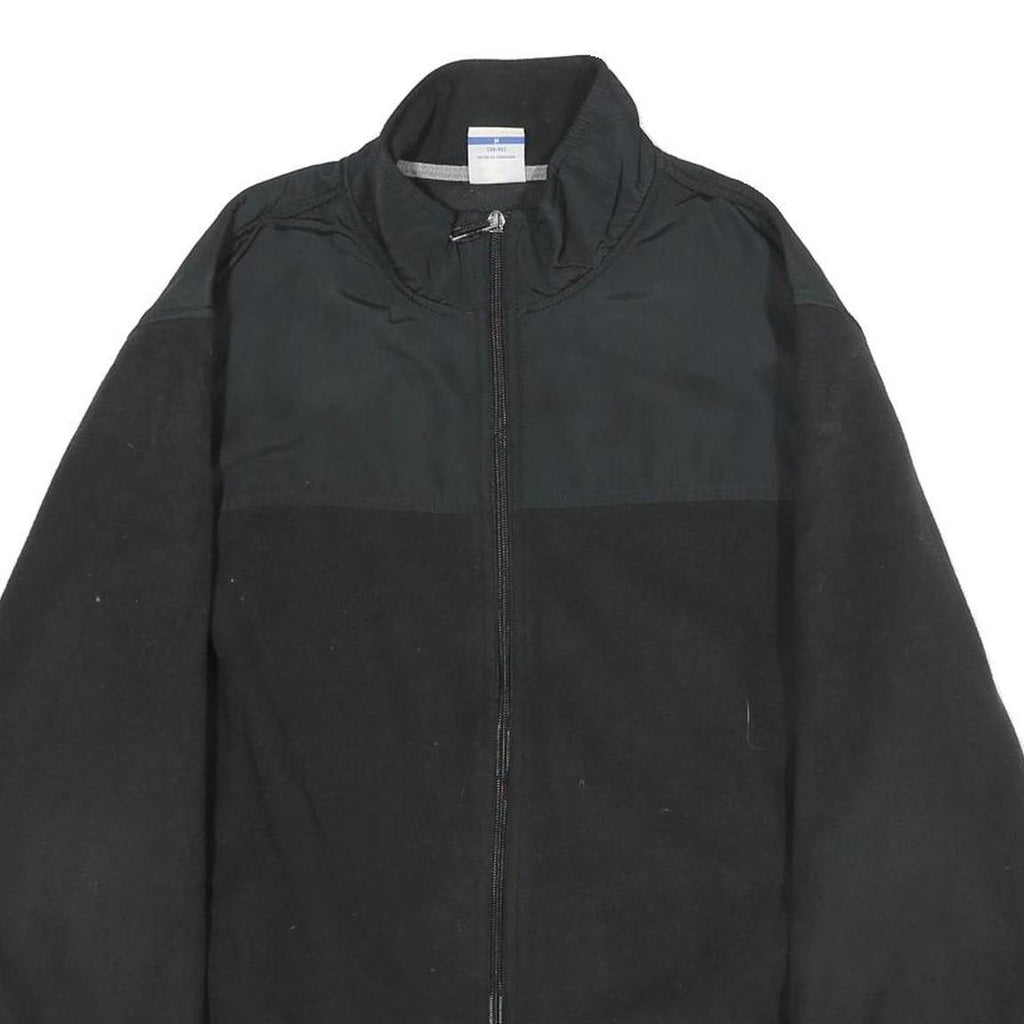 STARTER Mens Black & Black Fleece Jacket M Polyester Zip Casual Warm Outerwear