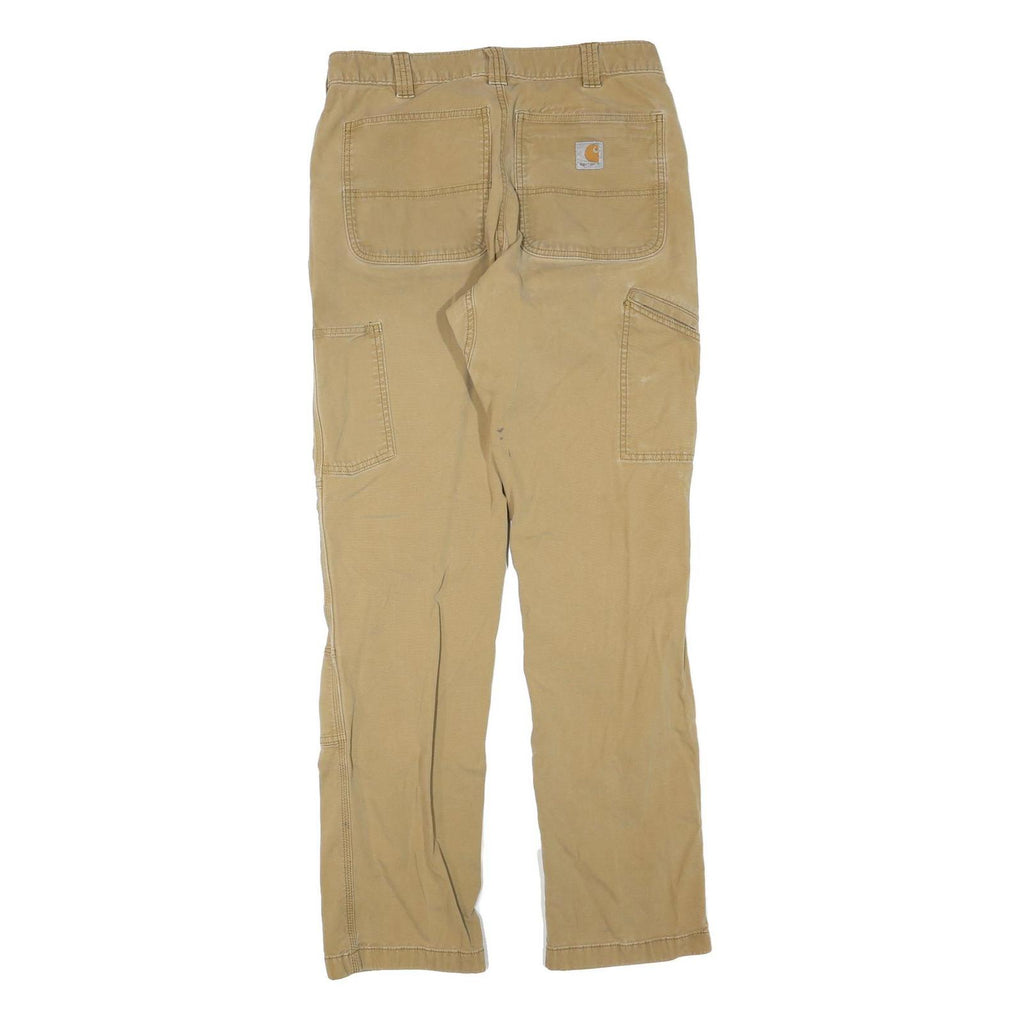 CARHARTT Mens Regular Fit Jeans Beige Cotton Blend W32 L31 Workwear Utility Zip