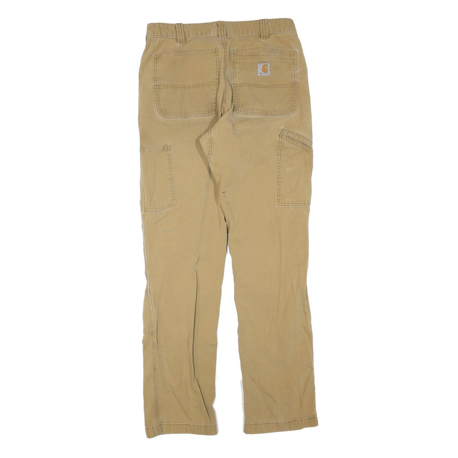 CARHARTT Mens Regular Fit Jeans Beige Cotton Blend W32 L31 Workwear Utility Zip