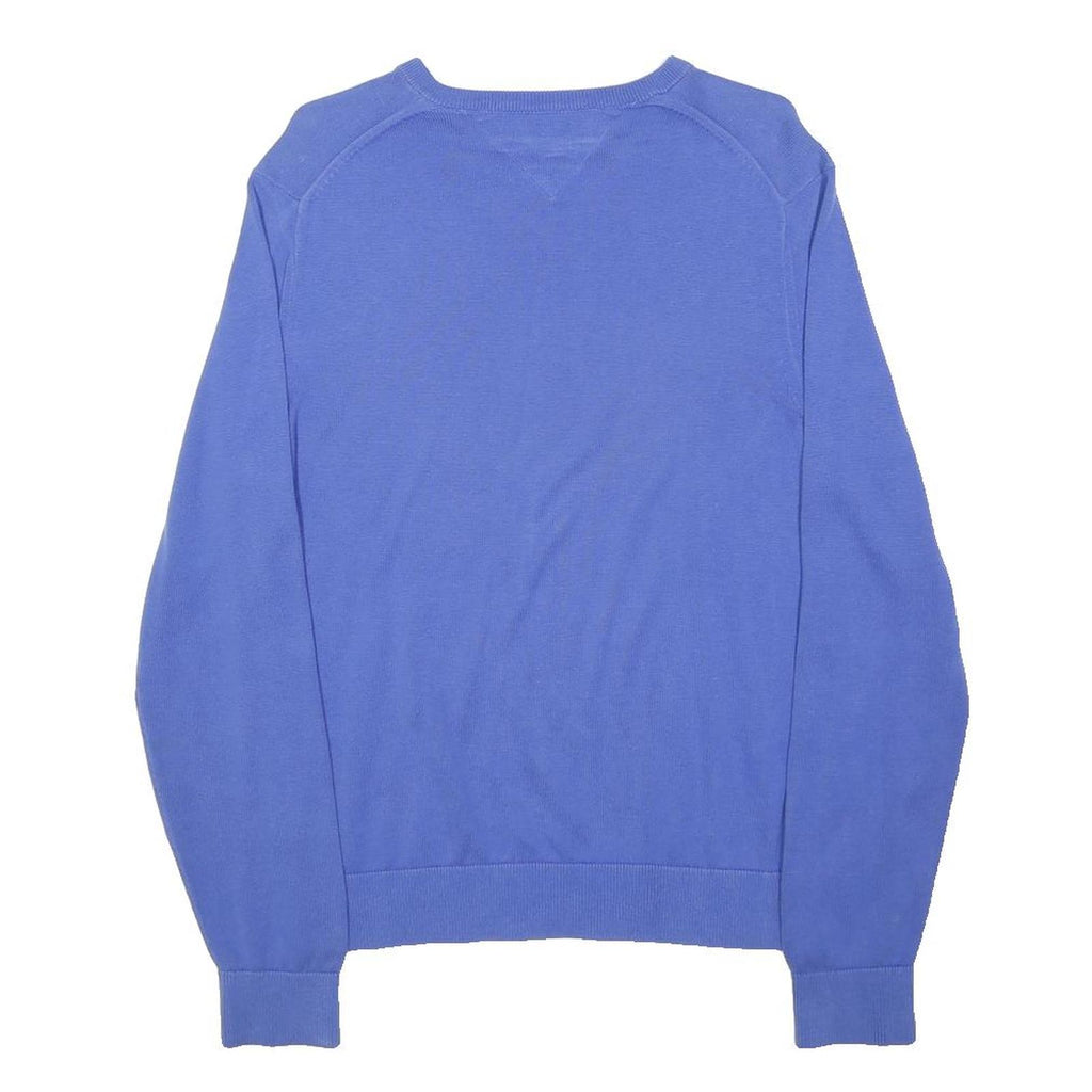 TOMMY HILFIGER Mens Blue Plain V-Neck Basic Knit S Cotton Jumper Lightweight