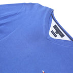 TOMMY HILFIGER Mens Blue Plain V-Neck Basic Knit S Cotton Jumper Lightweight
