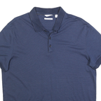 CALVIN KLEIN Mens Blue Striped Short Sleeve Polo Shirt L Cotton Blend Casual