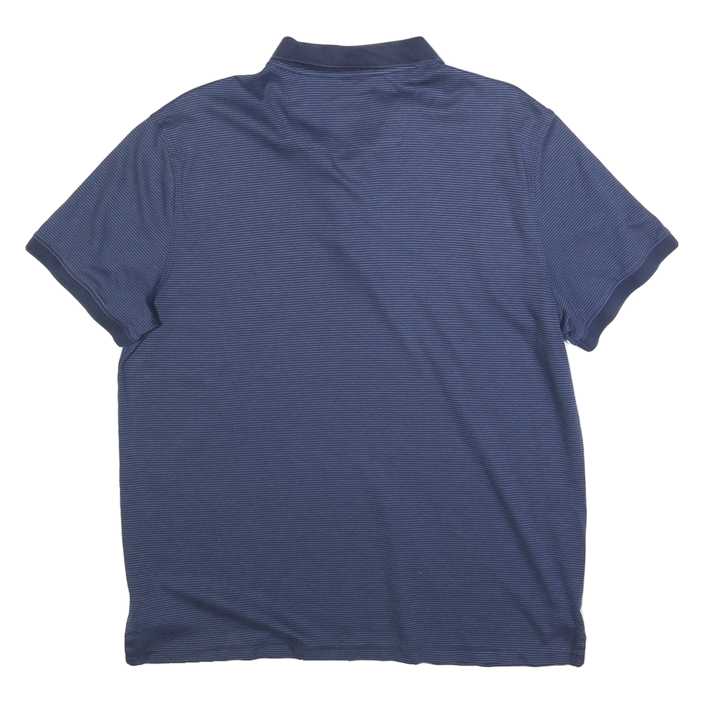 CALVIN KLEIN Mens Blue Striped Short Sleeve Polo Shirt L Cotton Blend Casual