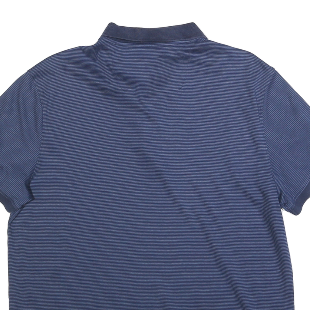 CALVIN KLEIN Mens Blue Striped Short Sleeve Polo Shirt L Cotton Blend Casual