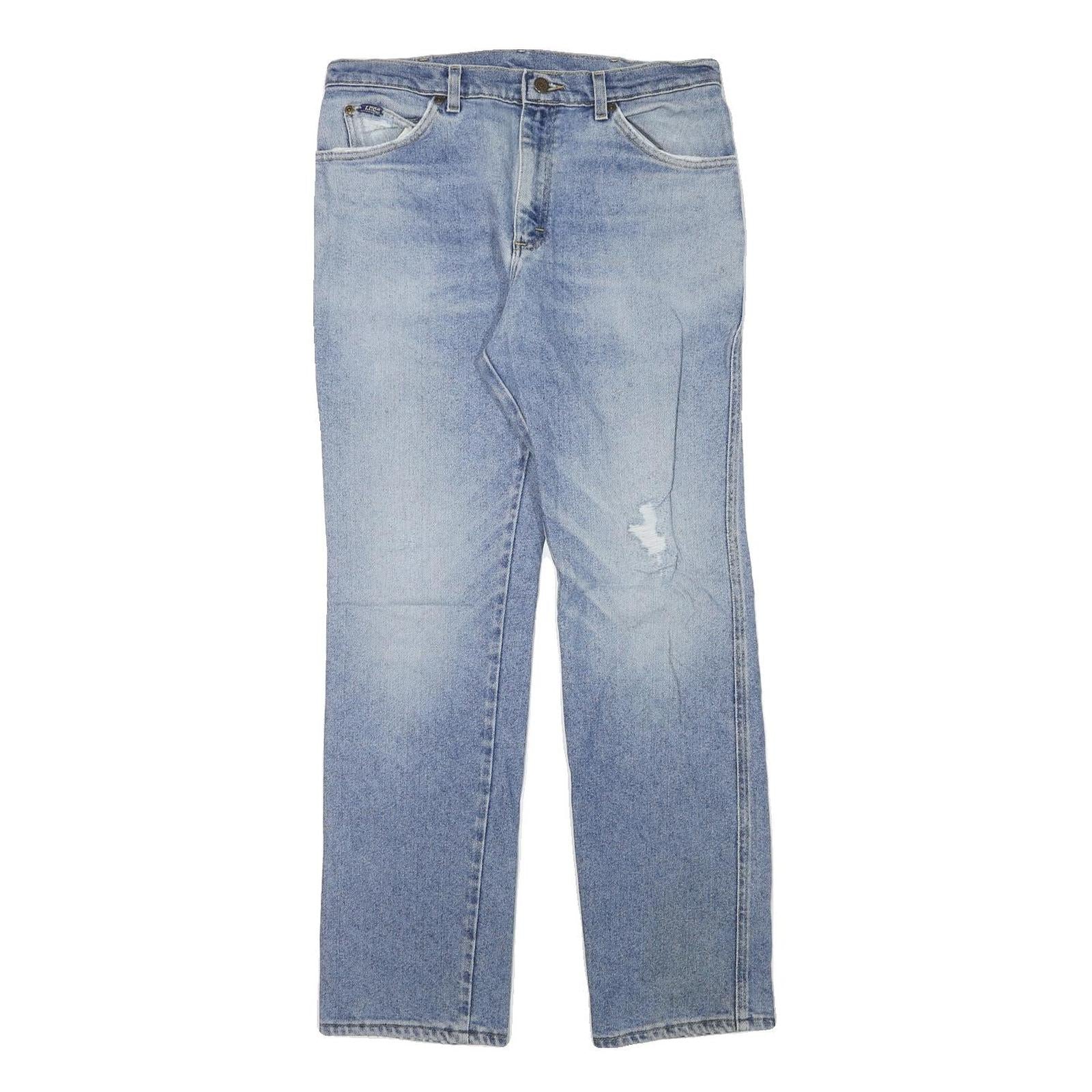 LEE Mens Regular Fit Light Blue Denim Jeans W32 L31 Zip Closure Casual Style