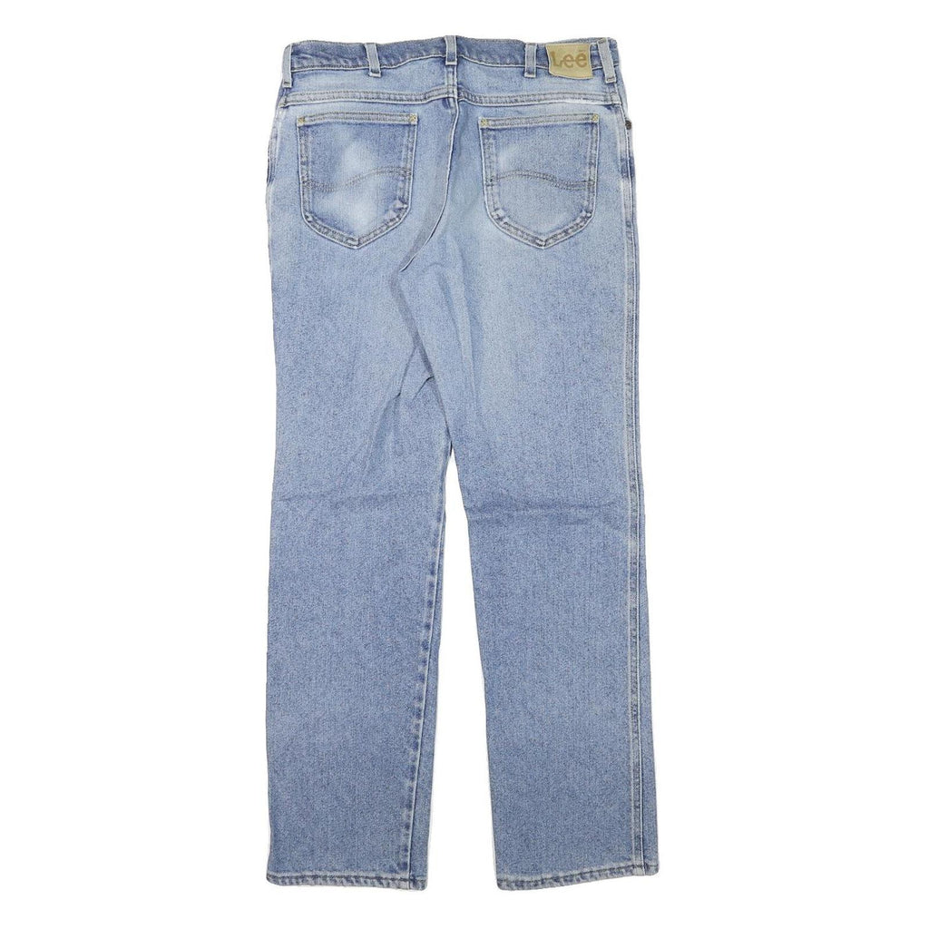 LEE Mens Regular Fit Light Blue Denim Jeans W32 L31 Zip Closure Casual Style