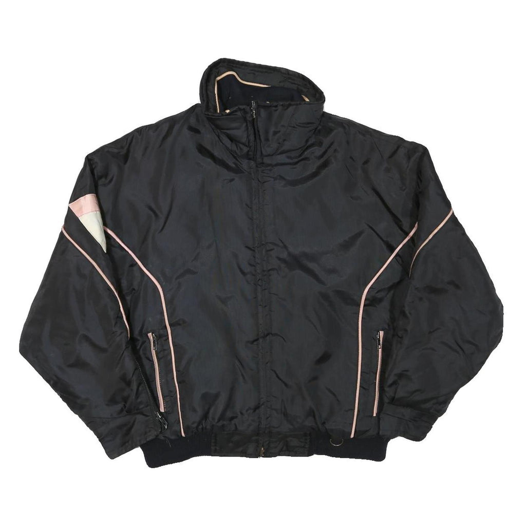 NEWFACE Mens Black & Pink Polyester Blend Zip Jacket L Outerwear Sport Casual