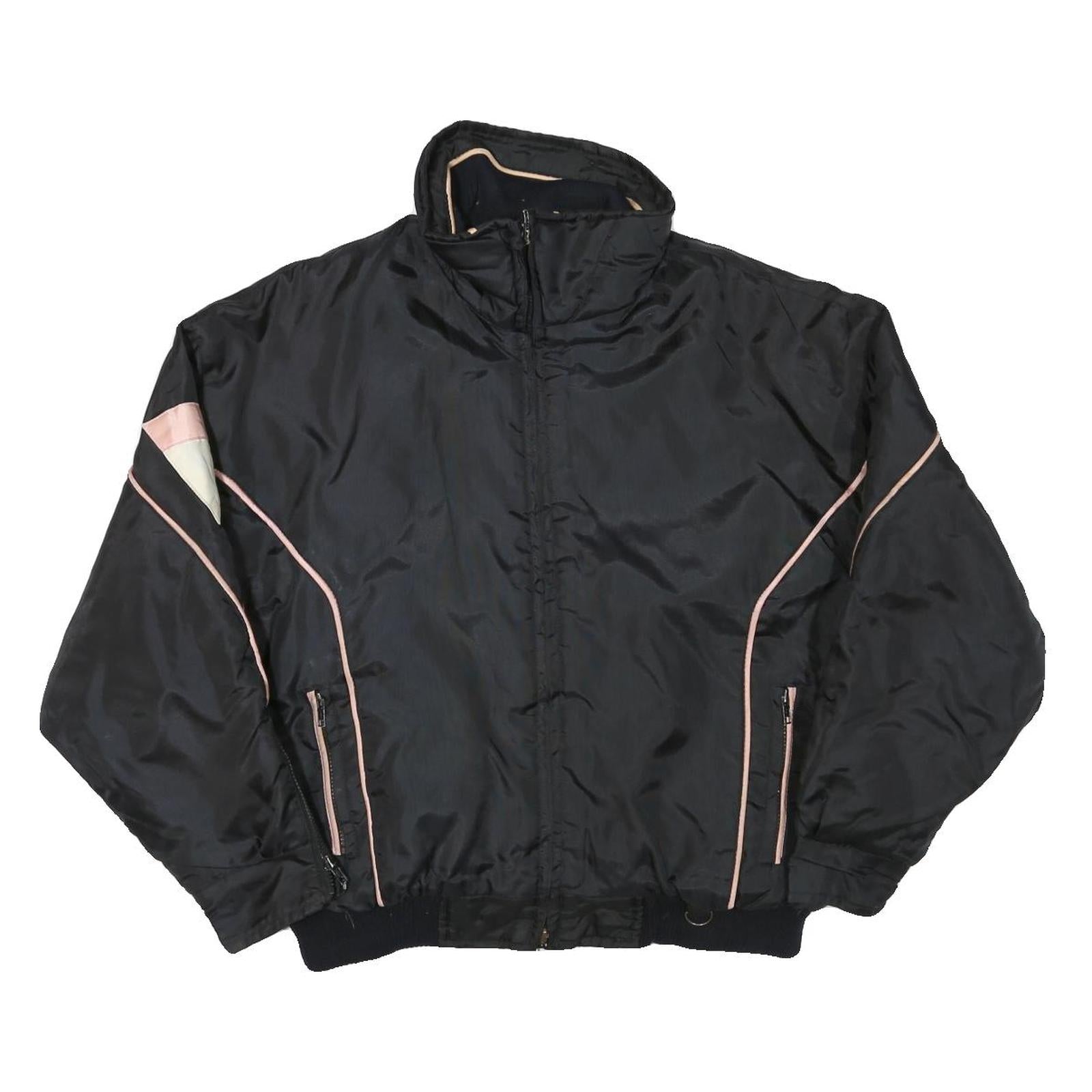 NEWFACE Mens Black & Pink Polyester Blend Zip Jacket L Outerwear Sport Casual