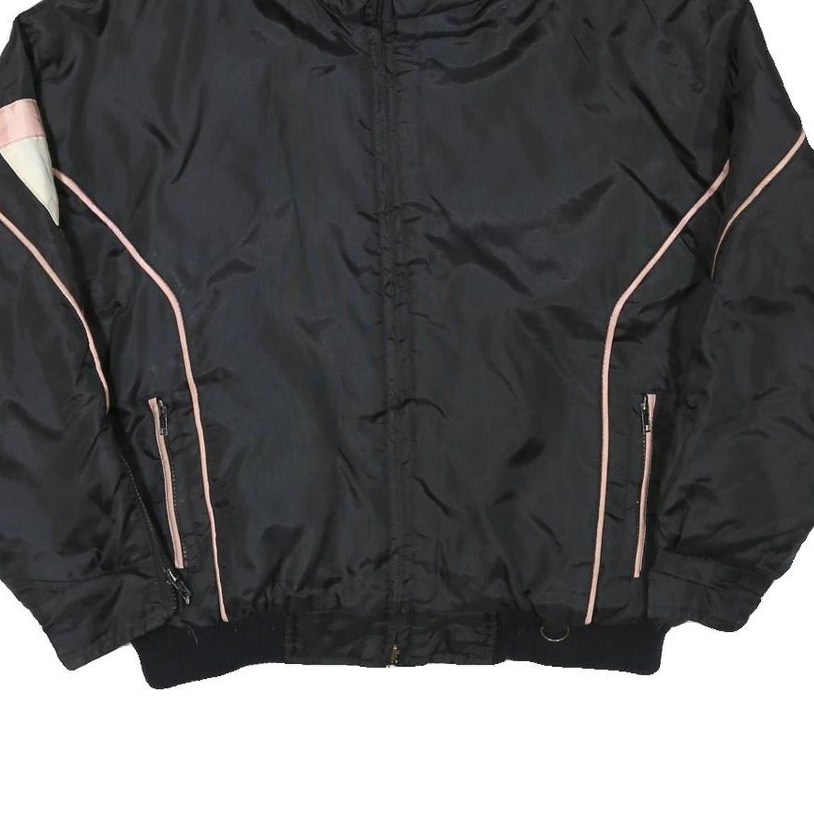 NEWFACE Mens Black & Pink Polyester Blend Zip Jacket L Outerwear Sport Casual