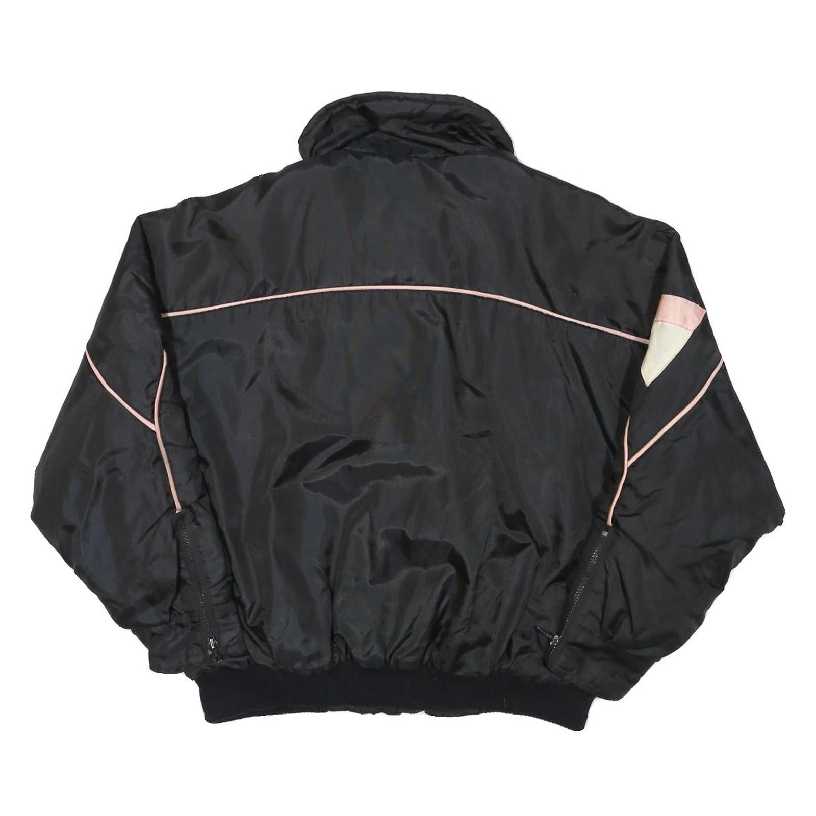 NEWFACE Mens Black & Pink Polyester Blend Zip Jacket L Outerwear Sport Casual