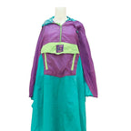 EQUIPE Womens Purple & Green Hooded Nylon Jacket L Outdoor Rain Tour Style Zip