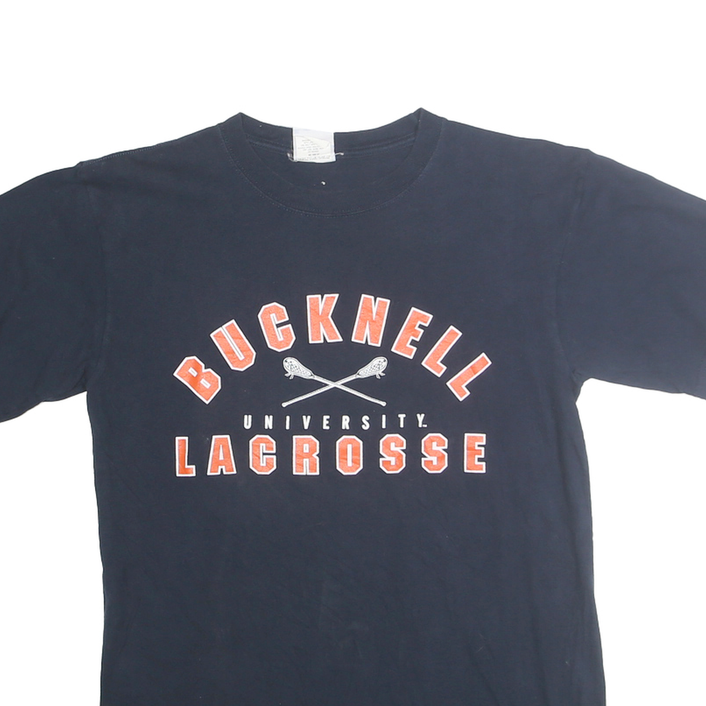 CHAMPION Mens Navy Blue Bucknell Lacrosse Graphic T-Shirt M Crew Neck Short