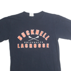 CHAMPION Mens Navy Blue Bucknell Lacrosse Graphic T-Shirt M Crew Neck Short