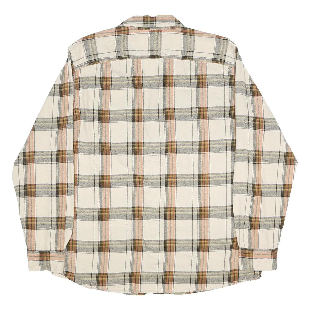 WRANGLER Mens Beige & Brown Check Shirt L Cotton Blend Casual Long Sleeve