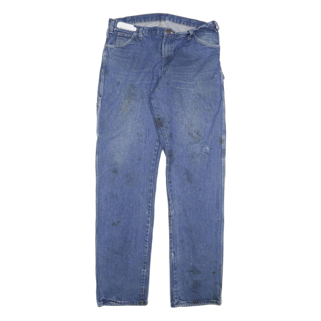 DICKIES Mens Blue Regular Fit Straight Denim W36 L37 Durable Workwear Jeans Zip