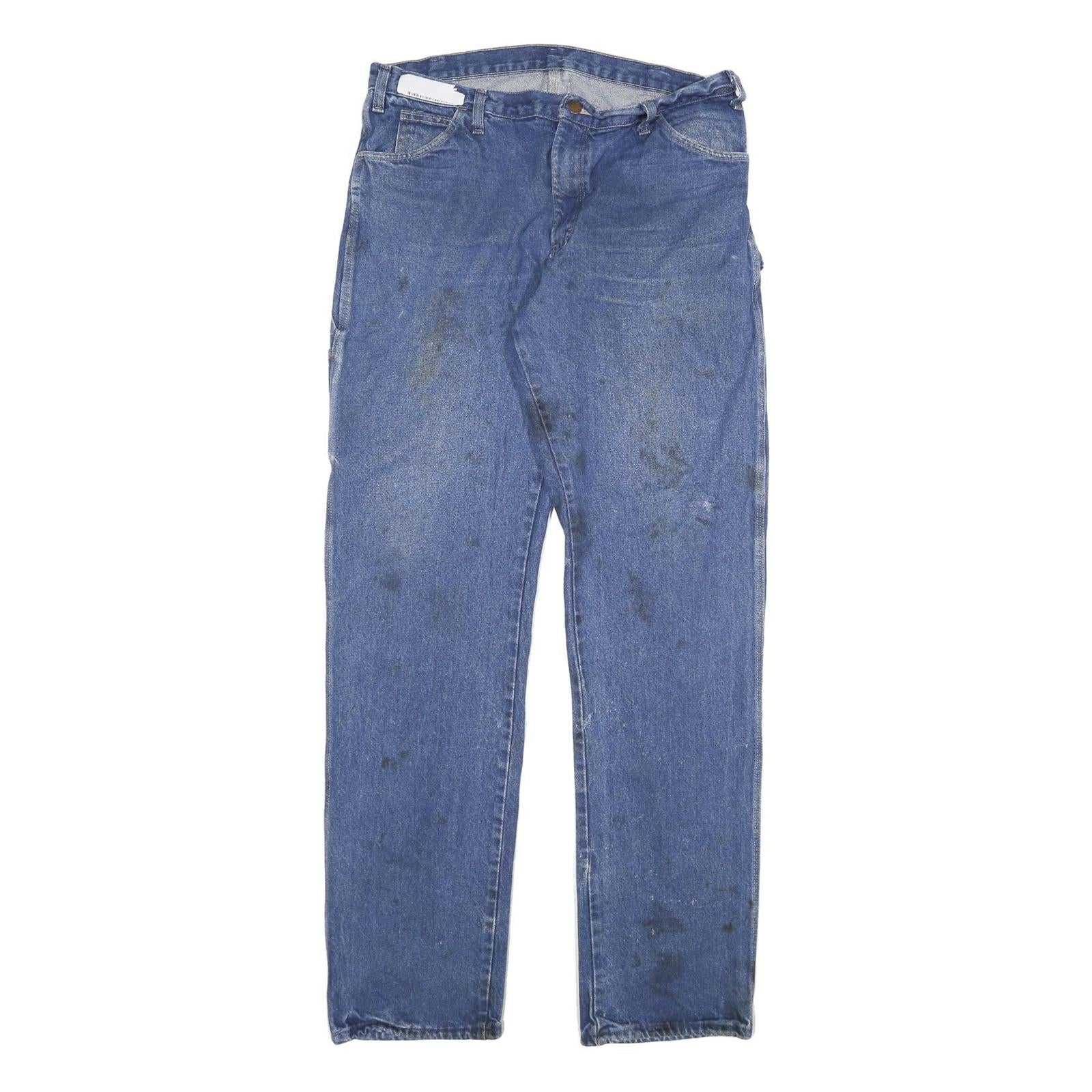 DICKIES Mens Blue Regular Fit Straight Denim W36 L37 Durable Workwear Jeans Zip