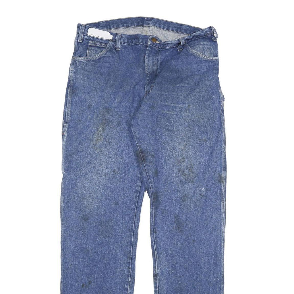 DICKIES Mens Blue Regular Fit Straight Denim W36 L37 Durable Workwear Jeans Zip
