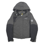 JACK WOLFSKIN Womens Grey & Black Hooded Jacket UK 10 Polyamide Outdoor Zip