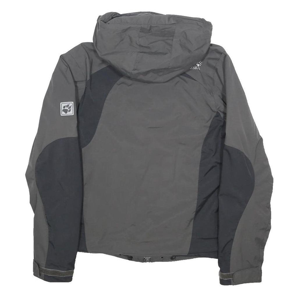 JACK WOLFSKIN Womens Grey & Black Hooded Jacket UK 10 Polyamide Outdoor Zip