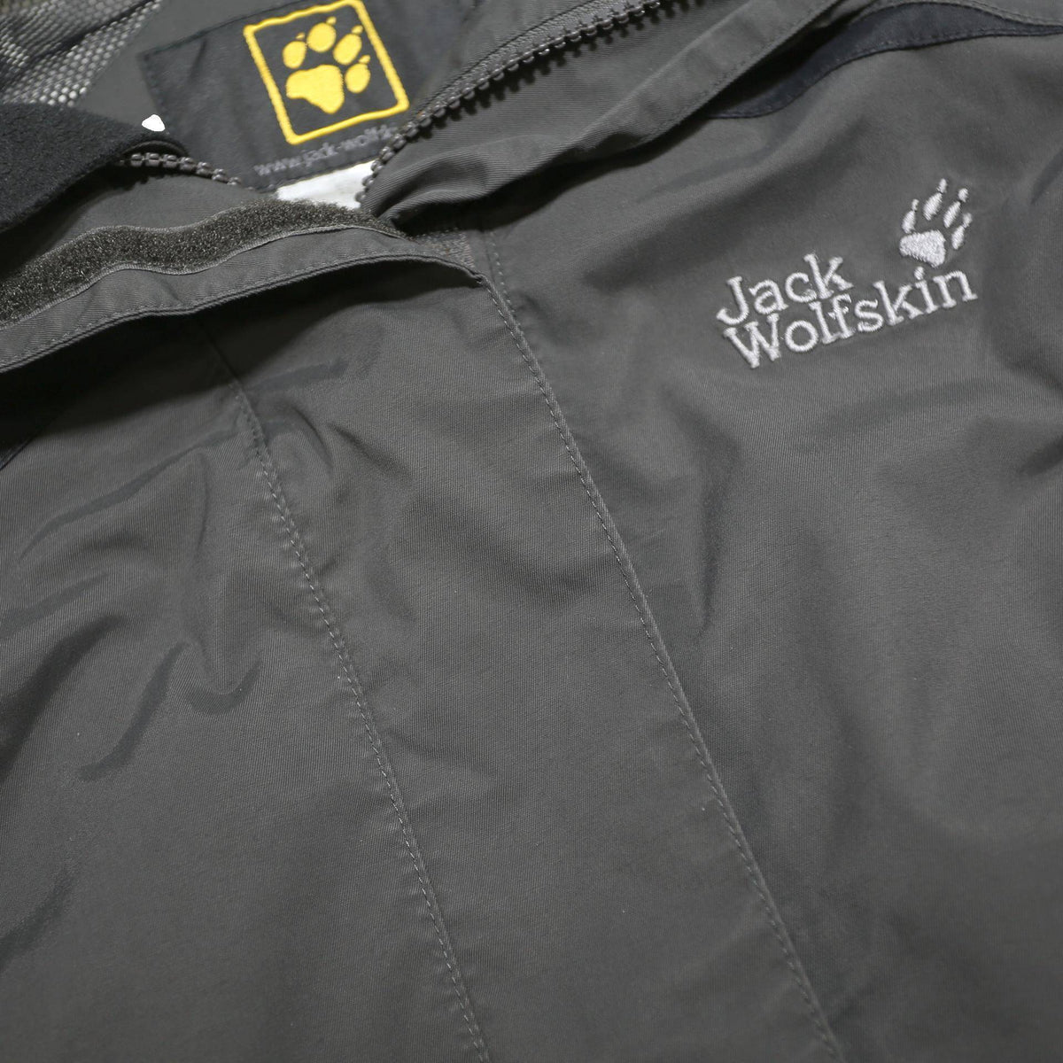 JACK WOLFSKIN Womens Grey & Black Hooded Jacket UK 10 Polyamide Outdoor Zip