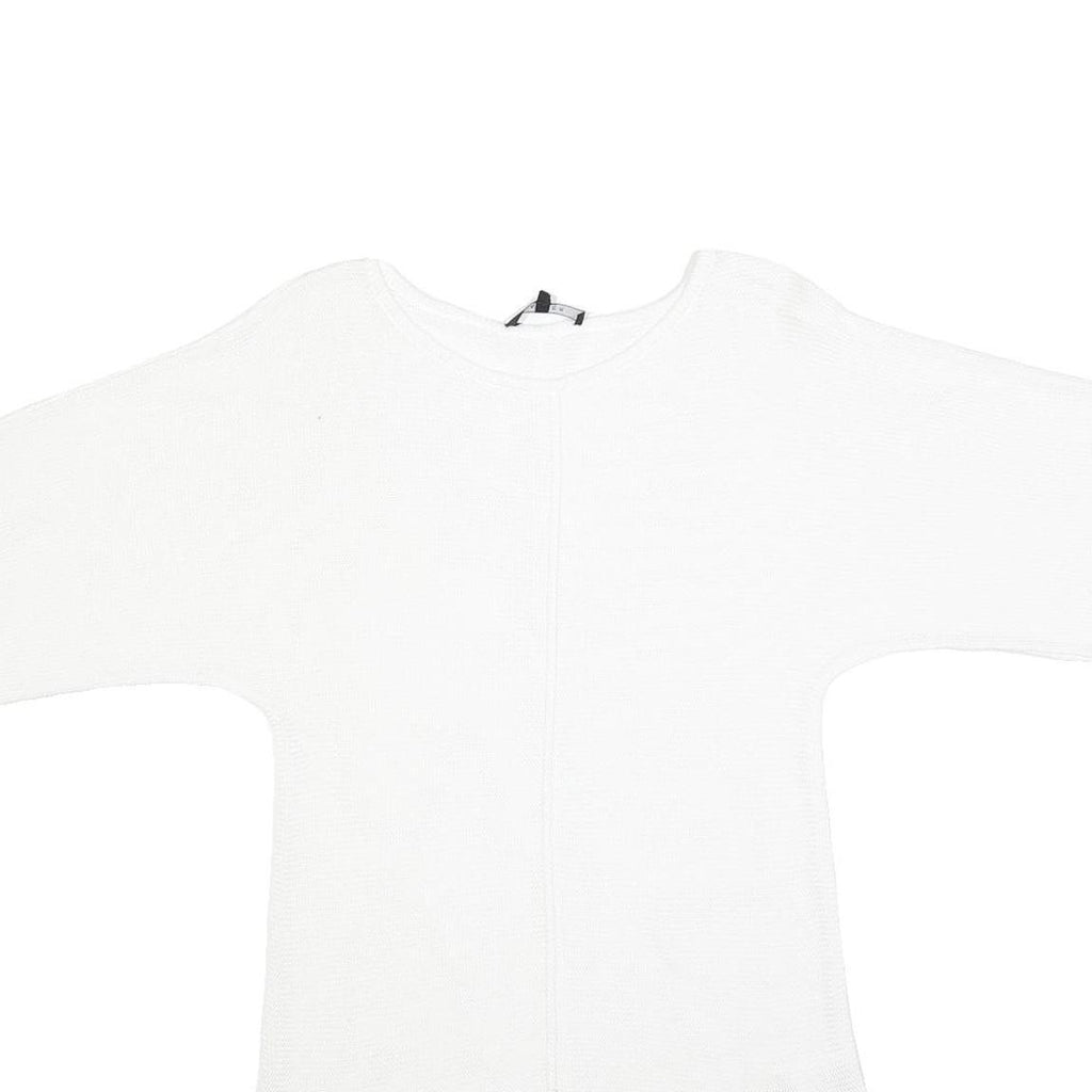 JAEGER Womens White Basic Cotton Top 3/4 Sleeve Round Neck M Casual