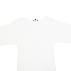 JAEGER Womens White Basic Cotton Top 3/4 Sleeve Round Neck M Casual