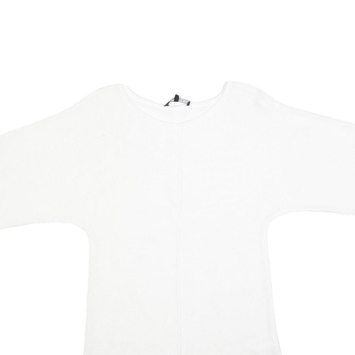 JAEGER Womens White Basic Cotton Top 3/4 Sleeve Round Neck M Casual