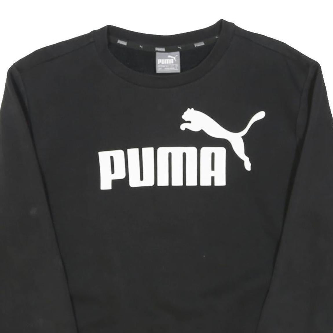 PUMA Mens Black Cotton Blend Crew Neck Sweatshirt S Casual Sportswear