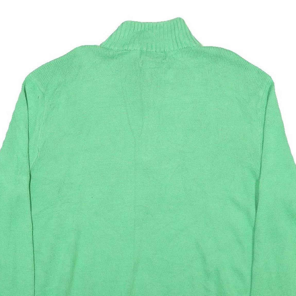 POLO RALPH LAUREN Mens Green Cotton Blend Patterned Half Zip Jumper 2XL Rib Knit