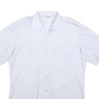 RUDIN Mens White Polyester Blend Short Sleeve Shirt L Button Front Pockets