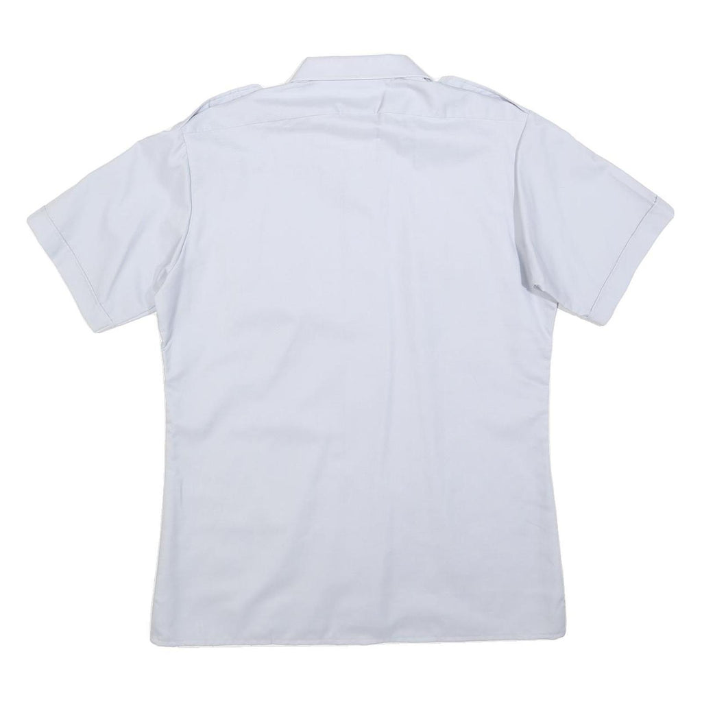 RUDIN Mens White Polyester Blend Short Sleeve Shirt L Button Front Pockets