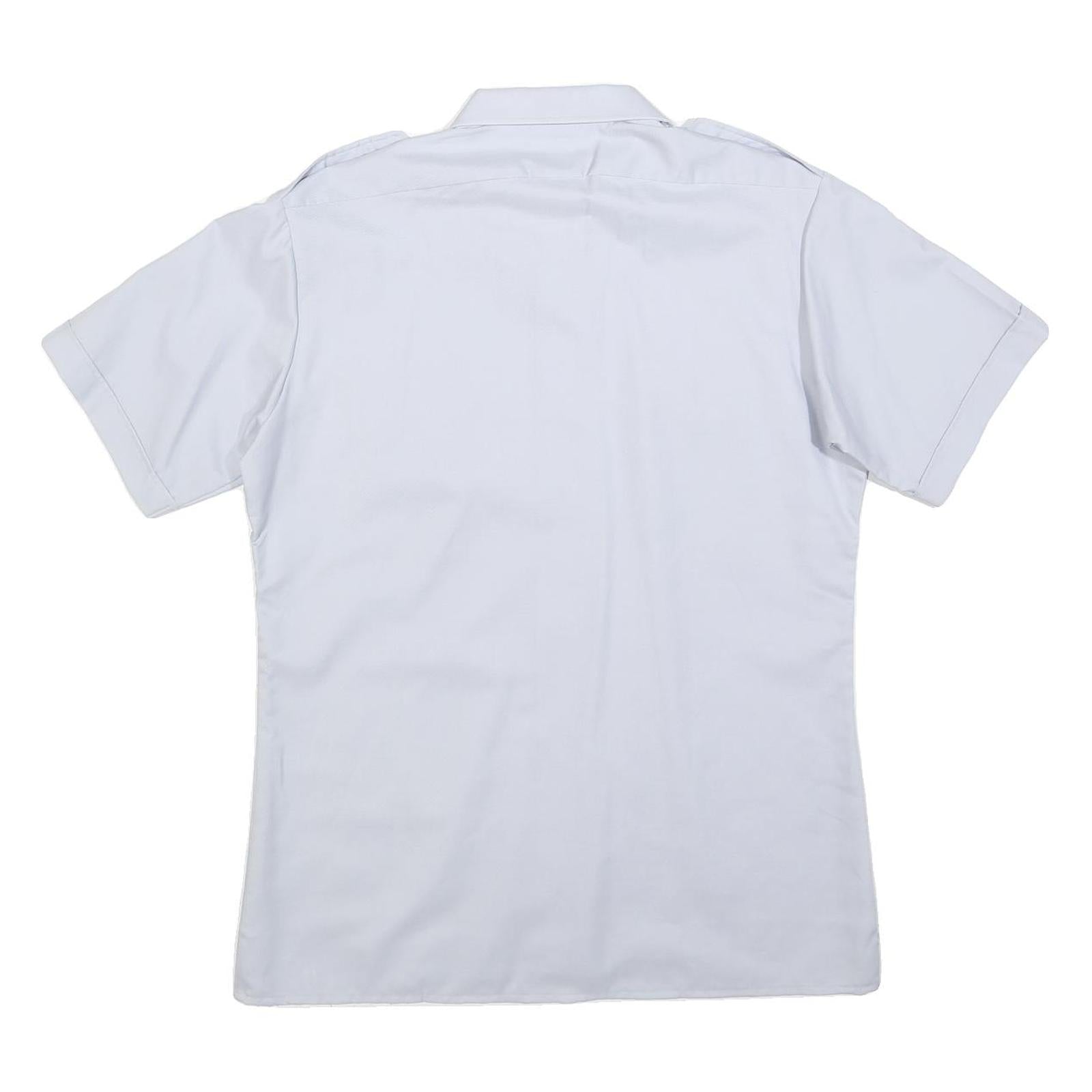RUDIN Mens White Polyester Blend Short Sleeve Shirt L Button Front Pockets