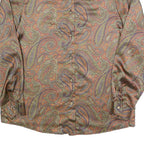 VOLANA Womens Brown Paisley Printed Shirt Long Sleeve Collared L Vintage Style