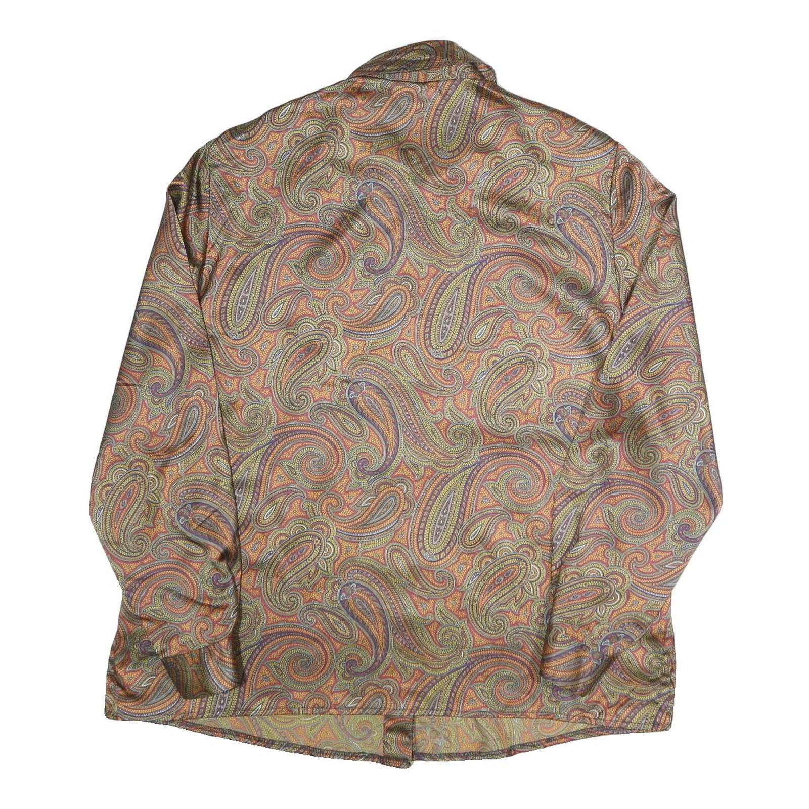 VOLANA Womens Brown Paisley Printed Shirt Long Sleeve Collared L Vintage Style