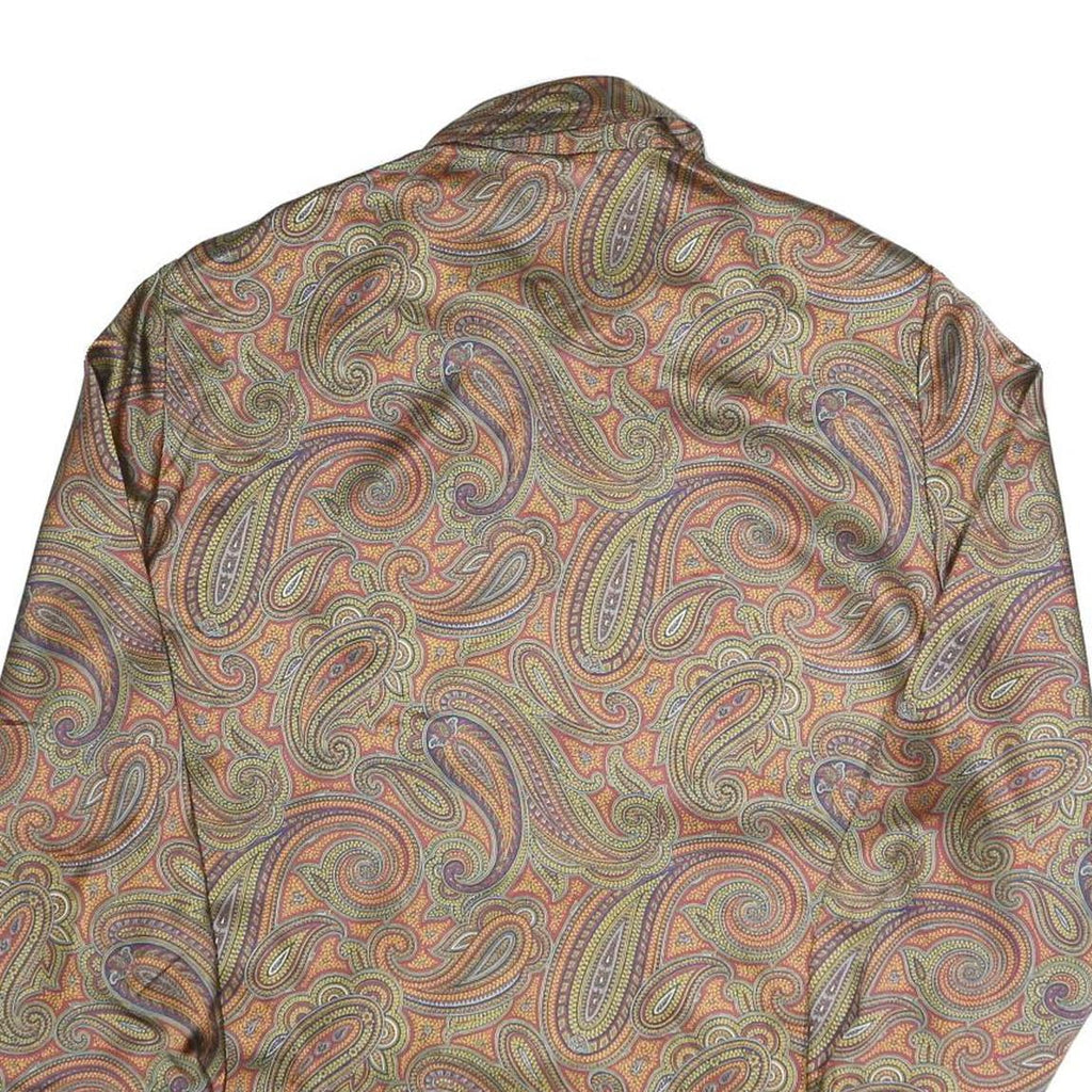 VOLANA Womens Brown Paisley Printed Shirt Long Sleeve Collared L Vintage Style