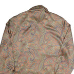 VOLANA Womens Brown Paisley Printed Shirt Long Sleeve Collared L Vintage Style