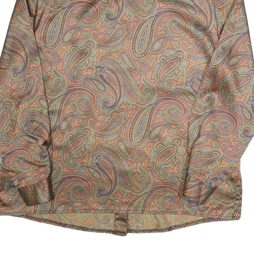 VOLANA Womens Brown Paisley Printed Shirt Long Sleeve Collared L Vintage Style