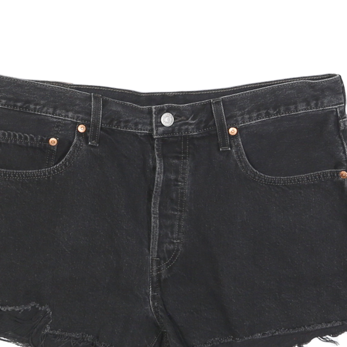 LEVI'S Womens Denim Black Casual Shorts M W32 Distressed Hem Raw Edge