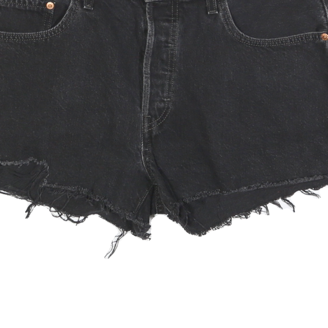 LEVI'S Womens Denim Black Casual Shorts M W32 Distressed Hem Raw Edge