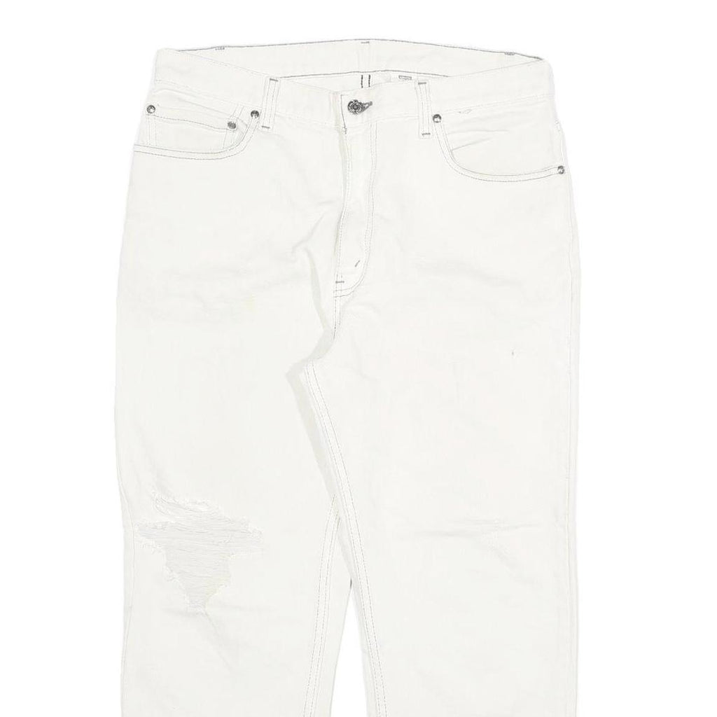 LEVI'S Mens Slim White Jeans Denim W32 L25 Button Cotton Blend Stylish