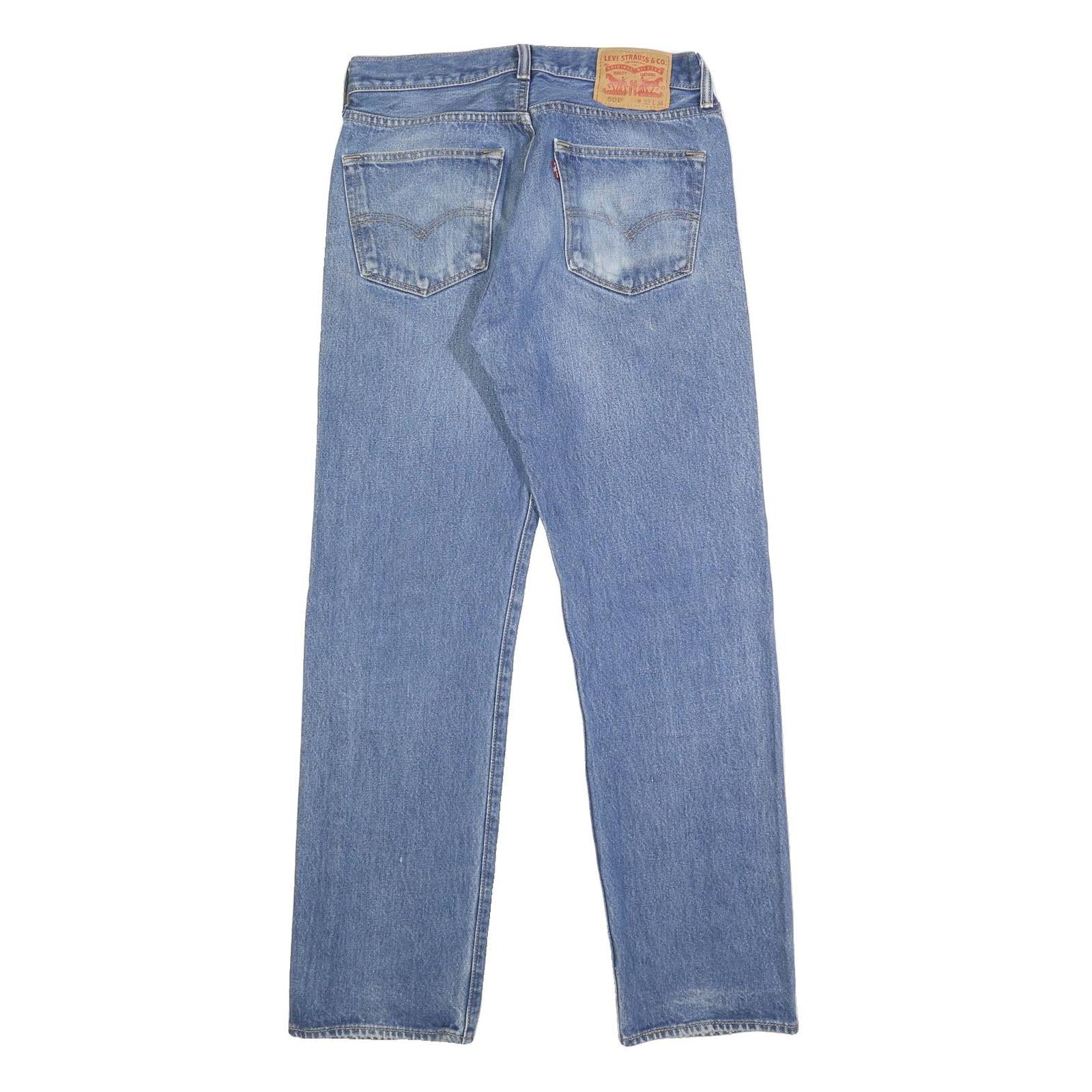 LEVI'S 501 Mens Jeans Blue Regular Straight Denim Medium W32 L31 Classic Button