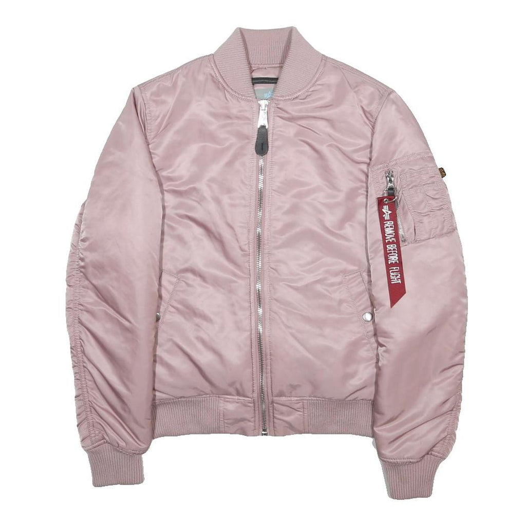 ALPHA INDUSTRIES Womens Pink Bomber Jacket M Nylon Woven Plain Zip Closure