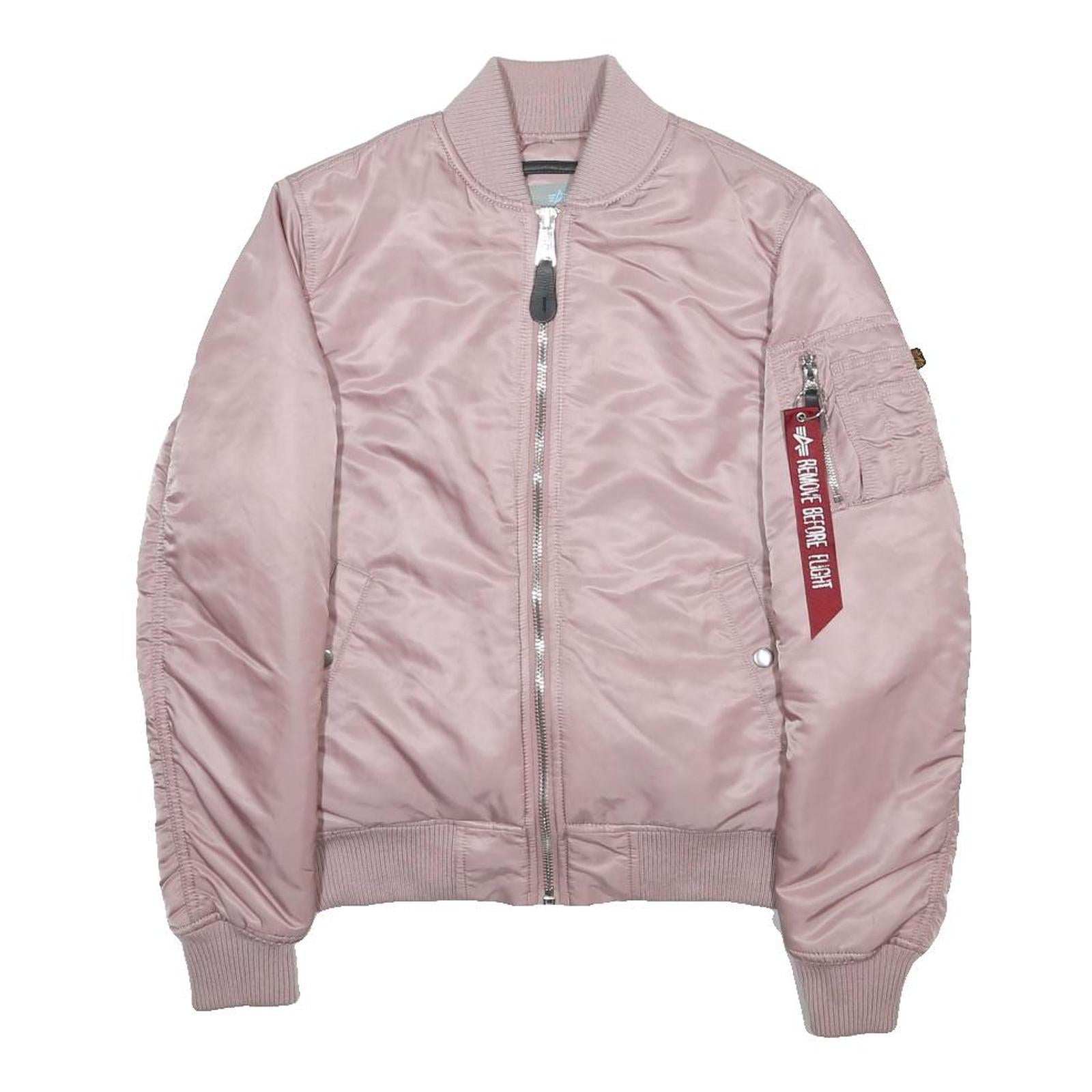 ALPHA INDUSTRIES Womens Pink Bomber Jacket M Nylon Woven Plain Zip Closure