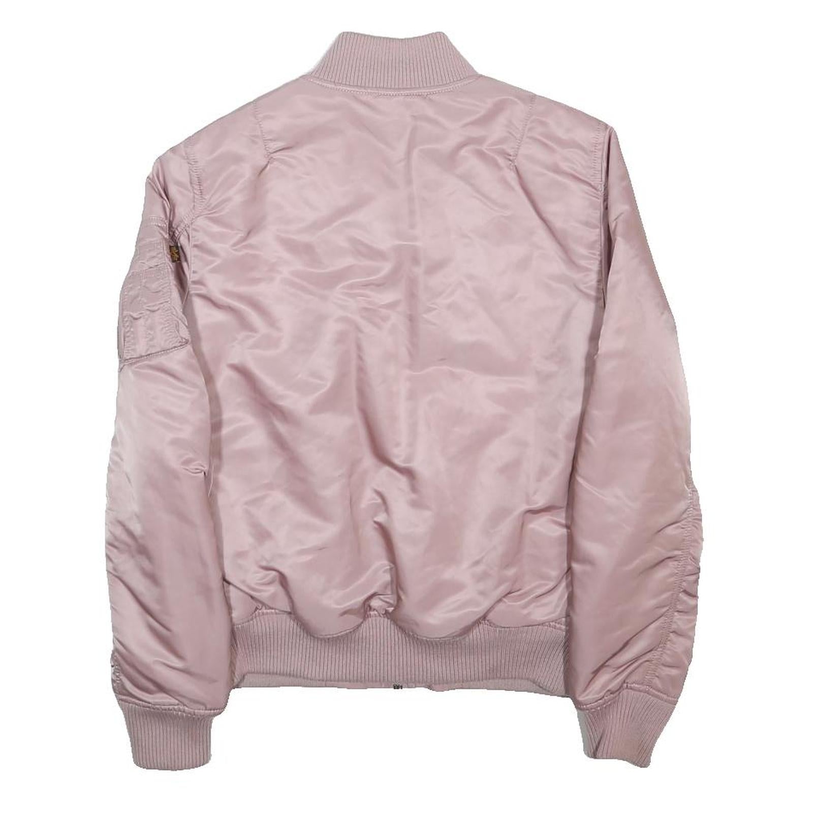 ALPHA INDUSTRIES Womens Pink Bomber Jacket M Nylon Woven Plain Zip Closure
