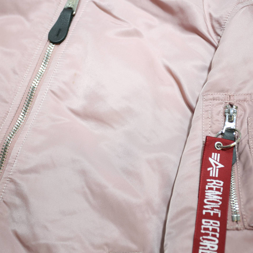 ALPHA INDUSTRIES Womens Pink Bomber Jacket M Nylon Woven Plain Zip Closure